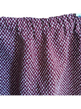 True Vintage Medium 1970s Skirt 26" BURGUNDY CHECKER PRINT STRETCH KNIT MOD